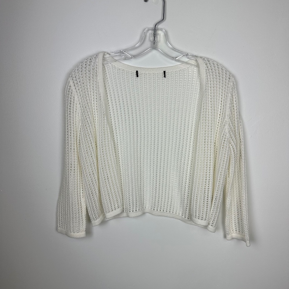 White Open-Knit Women’s Sweater Cardigan